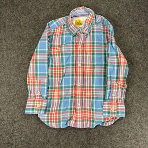 Boden Kids Button-Up Shirt Plaid Checkered Blue Green Red Cotton 4-5Y